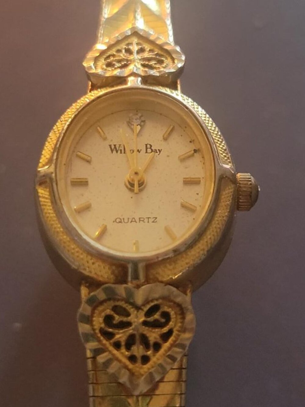 Willow Bay Gold-Tone Women's Quartz Watch with Heart Accents